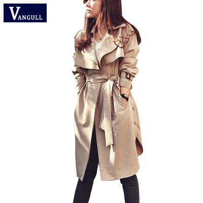 

Spring Autumn Women Trench Coat 2015 New Fashion Long Outwear Plus Size Waist Slim Trench Coat for Women With Belt Spring Coat