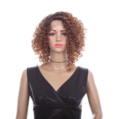 

YYONG 14 Inch Lace Wigs Kinky Curly Synthetic Wigs For Women Short Wigs T430 Color Heat Resisitant Hair Lace Wigs