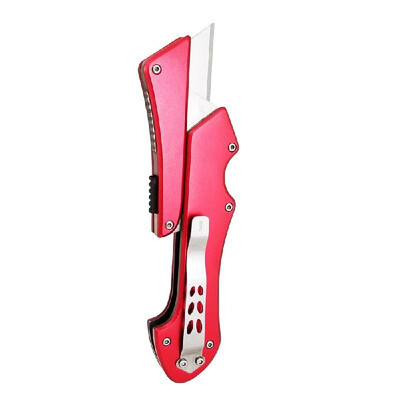

Anodized Aluminum Handle Sliding Lock Box Cutter Pocket Utility Cutters Red