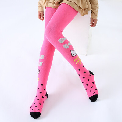 

HelloKitty childrens pantyhose girls leggings cotton cute baby socks spring&autumn girls dance socks KT8015 rose black 110