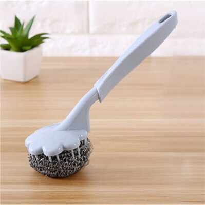 

Long handled steel ball scrubbing brush stainless steel clean ball steel ball handle brush clean ball brush