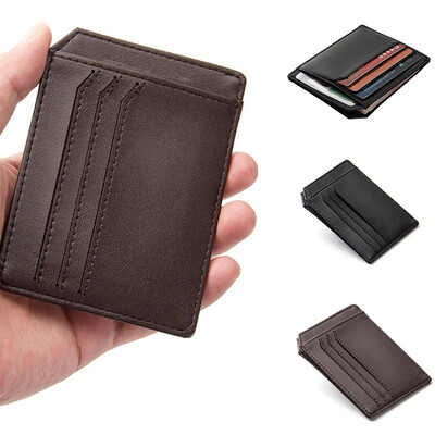 

Mens Small Leather Id Credit Card Wallets Holder Slim Pocket Case