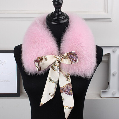 

MSMinShu Genuine Fox Fur Collar Scarf with Lace 100 Natural Fox Fur Scarf Winter Neck Warmer Jacket Fur Collar Short Scarves