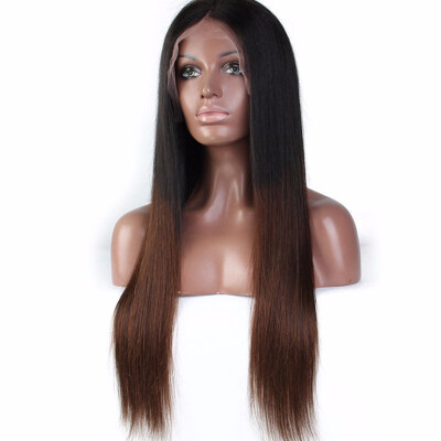 

9A Ombre Straight Lace Front Human Hair Wigs Pre Plucked Brazilian Virgin Hair