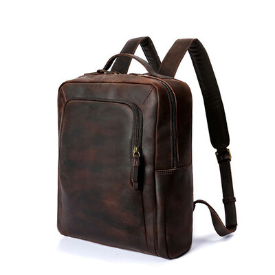 

Mens shoulder bag leather backpack leather shoulder bag computer crazy horse leather mens bag