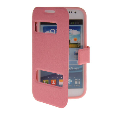 

MOONCASE View Window Leather Side Flip Pouch Stand Shell Back ЧЕХОЛ ДЛЯ Samsung Galaxy Win I8552 Pink