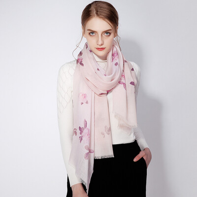 

Shanghai story STORY Of SHANGHAI wool scarf female autumn&winter warm shawl collar red cardamom flower nude powder