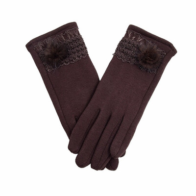 

Outdoor womens warm cycling gloves lace fashion imitation fur urban lady love furry lining 2018 new hot sale discount