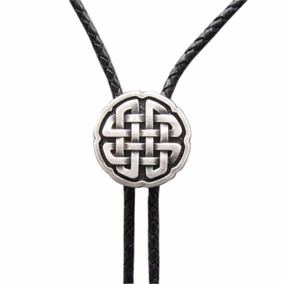 

New Vintage Celtic Cross Knot Bolo Tie Leather Necklace Stock in US