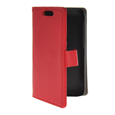 

MOONCASE Slim Leather Side Flip Wallet Card Holder Pouch with Kickstand Shell Back Case Cover for HTC Desire 310 Red