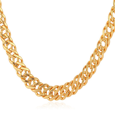

Золотая цепь Ожерелье Мужчины ювелирные изделия с "18K" Штамп Gold / платина / Роуз Позолоченные 6 мм 3 Размеры звено цепи ожерелье Оптовая