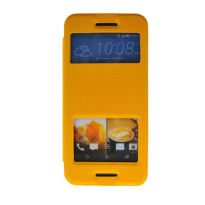 

MOONCASE View Window Leather Side Flip Pouch Stand Slim Shell Back Case Cover for HTC One M9 Yellow