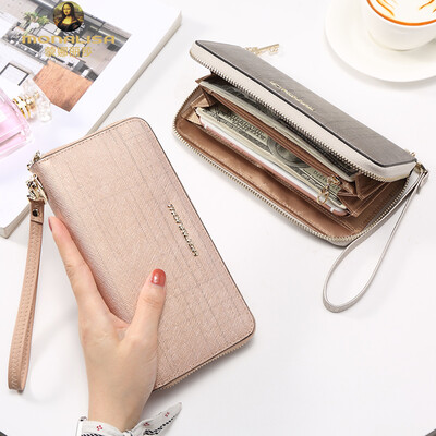 

Monalisa wallet female long zipper wallet Korean leather clutch bag multifunction mobile phone bag ZMD66073 rose gold