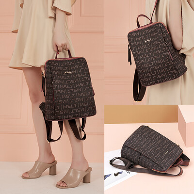 

MashaLanti shoulder bag female fashion trend printing multi-function travel bag Korean version of the leisure college wind small bag S126O gray with red