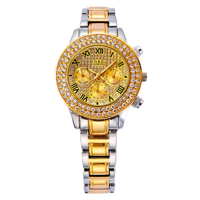 

Роскошные женщины Wrsiwatch нержавеющей стали Ручной часы с алмазной Silver & Gold Watch для платья партии GD201514