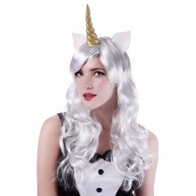 

Unicorn Cosplay Wig Long Natural Wave White Synthetic Hair 24inch 200gpcs Custom Halloween Party Wigs For Women Heat Resistant