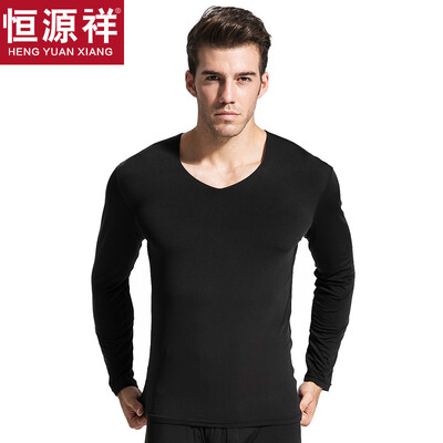 

Hengyuanxiang Qiuyi Qiuku men&women thin section base underwear V-neck couple thin section thermal underwear comfortable bottoming cotton sweater pants suit male black 170