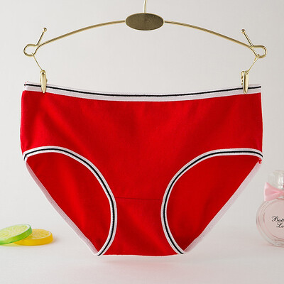 

4pcs New Women Soft Underpants Briefs Cotton Underwear solid color Pantie mid-waist
