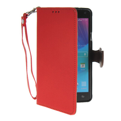 

MOONCASE Litch Skin Leather Side Flip Wallet Card Slot Pouch Stand Shell Back ЧЕХОЛ ДЛЯ Samsung Galaxy Note 4 N9100 Red