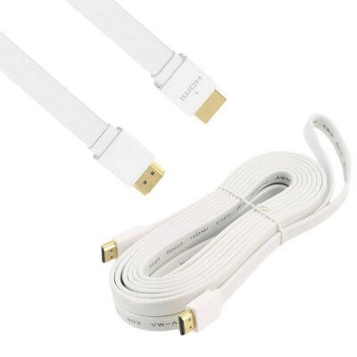 

Flat Noodle HDMI Cable HighSpeed For HDMI 3D DVD HDTV 15m 3m 5m white 5m