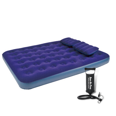 

Jilong flocking inflatable bed double add air cushion bed set outdoor moisture tents pad camping mat with 2 pillow 1 hand pump 203 152 22 JL021470N