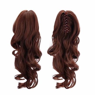 

15" Synthetic Claw Clip On Ponytail Extensions Hair piece Long Curly Clip In Hair Human Extensions Heat Resistant Ponytail Wig