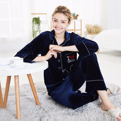 

New velvet ladies pajamas new autumn&winter long sleeve two-piece suit nightgown home clothing
