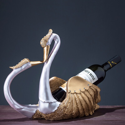 

Resin gold&silver swan wine rack home decoration creative wine cabinet living room porch furniture furnishings wedding gift