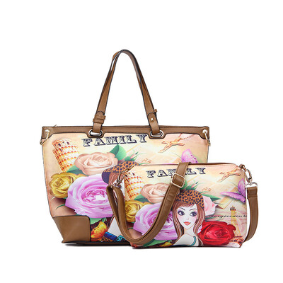 

New Realer brand fashion women printed leather handbags large capacity female shoulder bag Multi-pattern composite Bag messenger bags