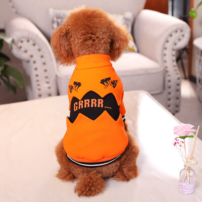

Huayuan favor hoopet dog clothes Teddy bear small dog autumn&winter wear pet clothes orange Halloween pumpkin dress