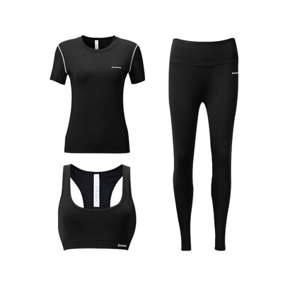 

Kawasaki KAWASAKI fitness clothing tights female sports suits badminton running season quick-drying short-sleeved training morning running shorts three-piece XL