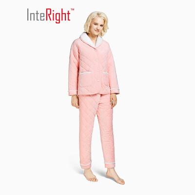 

INTERIGHT home service ladies babe velvet quilted padded warm home service suit light powder L