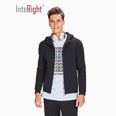 

INTERIGHT Sweater Mens Simple Business Casual Jacket Hooded Jacket Black XXL