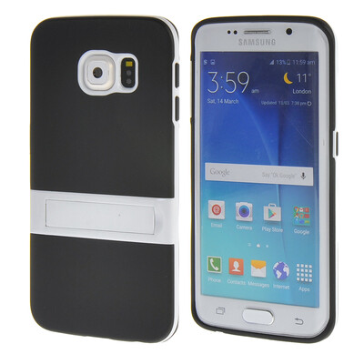 

MOONCASE Galsxy S6 Edge случай Желе Цвет силиконовый гель ТПУ Тонкий с подставкой обложка чехол черный