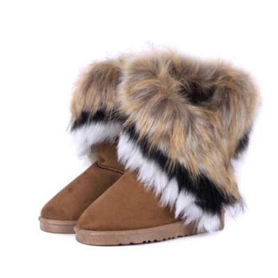 

Women Winter Warm High Quality Long Snow Ankle Boots Faux Fox Rabbit Tassel Shoes