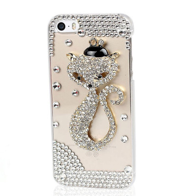 

Mixed Pattern Beautiful Rhinestone Series Hard Case Cover For Apple iPhone 5 5S FOX WITH HAT