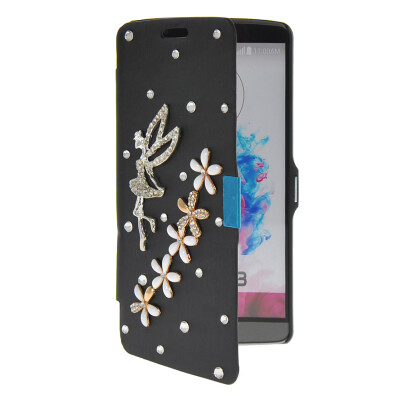 

MOONCASE Bling Rhinestone Crystal Ultre Slim Leather Side Flip Wallet Shell Back ЧЕХОЛ ДЛЯ LG G3 Black