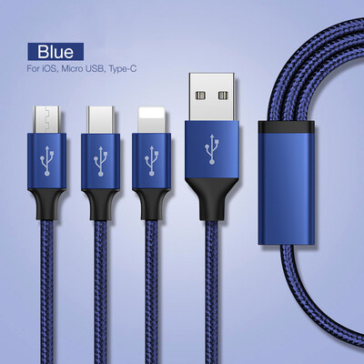 

3 in 1 USB Cable For Micro USB Charging Cable For iPhone Data Cable For TypeC Charger Cables for Huawei Samsung Xiaomi Huawei