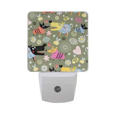

ALAZA LED Night Light With Smart Dusk To Dawn SensorDog Footprint Bones Paws Plug In Night Light