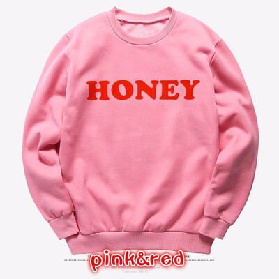 

New Fashion Women Kawaii Sexy Cotton O Neck Long Sleeve Pullover Hoodies Ladies Casual Honey Letter Printed Harajuku Hooded Hoodie