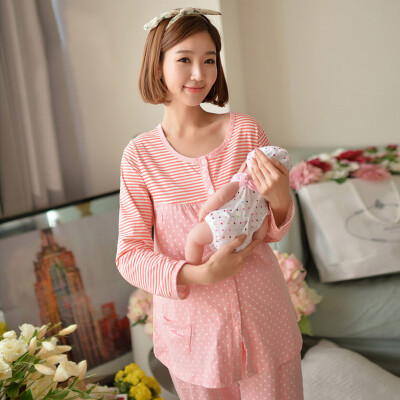 

Arctic velvet 3883 Pregnant women month clothes Spring and autumn clothing out of service feeding breasts pregnant women pajamas suit cotton postpartum women home service floral