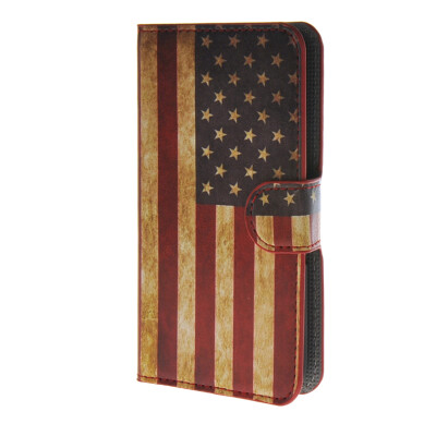 

MOONCASE U. American Flag Leather Wallet Flip Card Slot Stand Pouch Case Cover for HTC Desire 620 A09