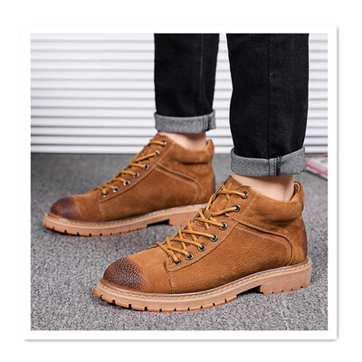 

2018 Korean version of the trend of wild high-top shoes retro boots in high-top mens British wind tooling shoes
