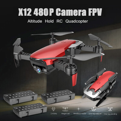 

Dongmingtuo X12 720P Wide Angle Camera WiFi FPV Drone Altitude Hold RC Quadcopter w Three Batteries