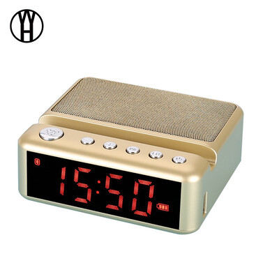 

WH Portable Bluetooth Speakers with phone stand FM Radio Alarm Clock Wireless Stereo Subwoofer Music Box Support LCD Display