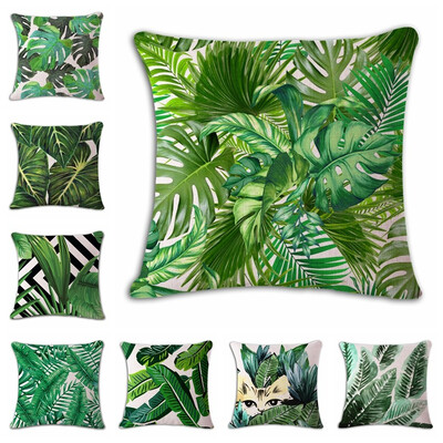 

Green Suns Cat Green Leaves Cushion Printed Linen Family Affection Sofa Car Seat family Home Decorative Throw Pillow