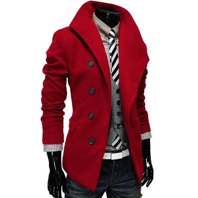 

Zogaa New Mens Woolen Coat Single-breasted Lapel