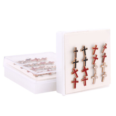 

1BOX 8 Pairs) Cross Cute Pattern Pierced Ear Studs Women Girl's Fashion Earrings