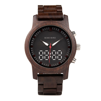 

BOBO BIRD wooden quartz dual time display watch R02 Pointer doesnt light