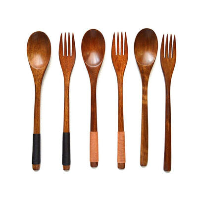 

UpperX Wooden 89-inch Spoons&Forks for Desserts Chips Snacks Cereal Salad Fruit Decoration Set of 6